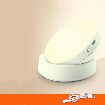 Wireless motion sensor LED light for automatic nighttime illumination in hallways and cabinets