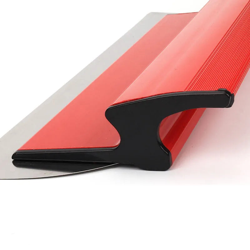 Red 40cm stainless steel levelling scraper tool for wall putty removal