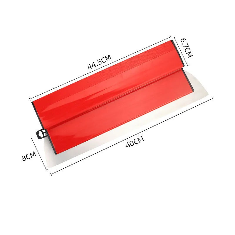 Red 40cm stainless steel levelling scraper tool for wall putty removal