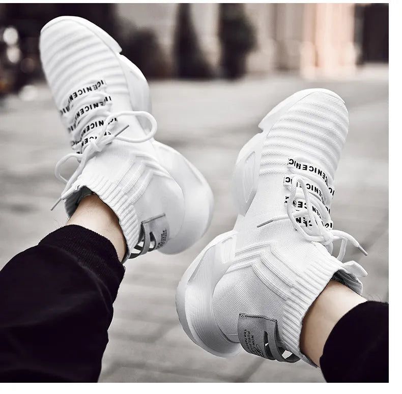 Men's black and white casual sports shoes with mesh lining available in sizes 39-47 UK