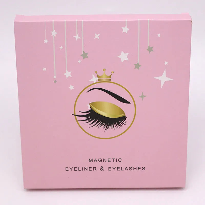 Magnetic eyeliner and false eyelash set with 5 pairs of handmade mink lashes in box