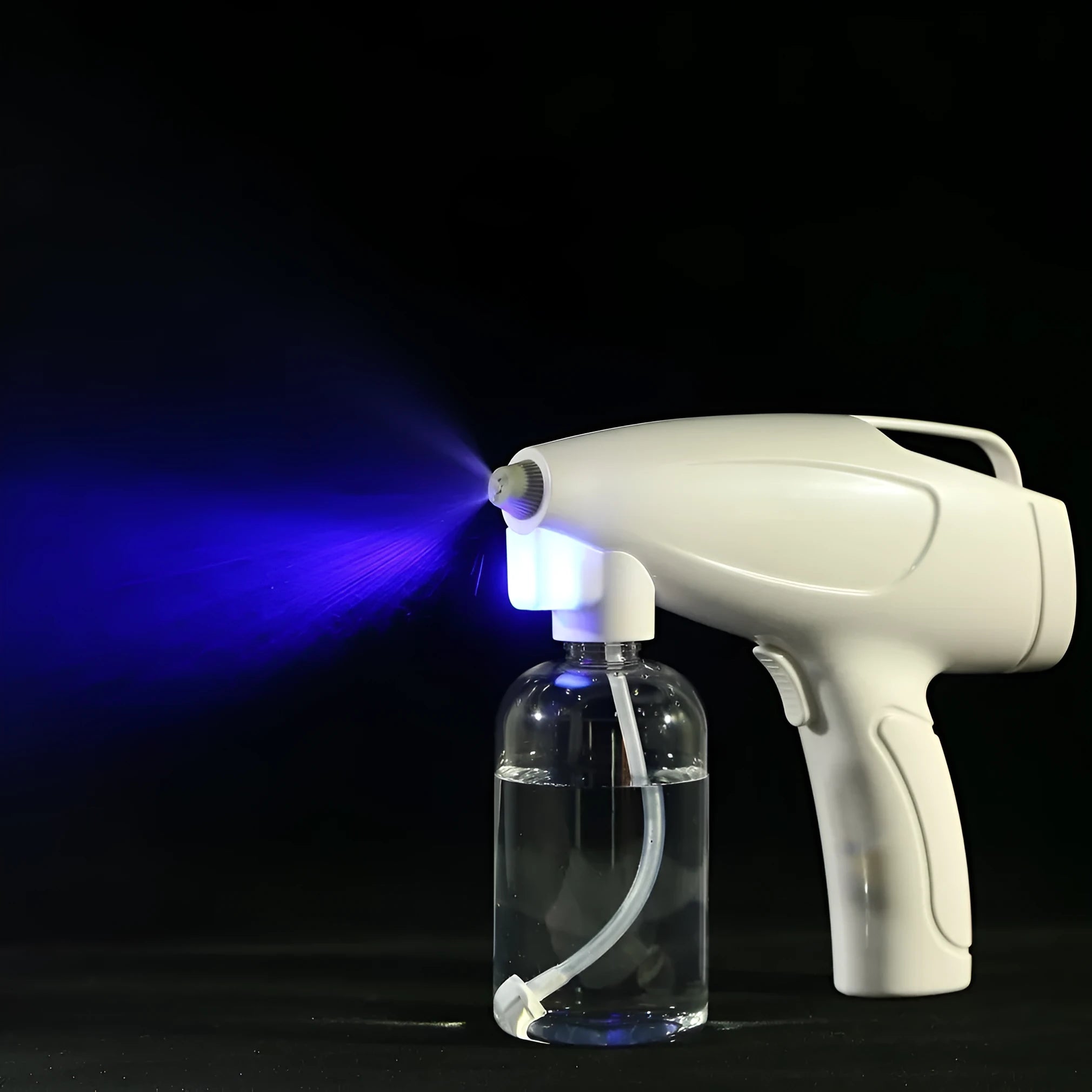 White handheld wireless electric disinfection spray gun with USB charging cable
