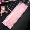 Pink mechanical keyboard and wired gaming mouse set with green switches for e-sports