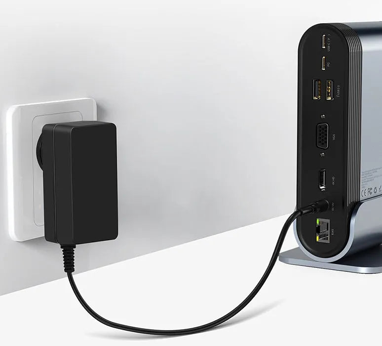 Deep space grey workstation docking station with 16 Type-C hub ports and external power supply
