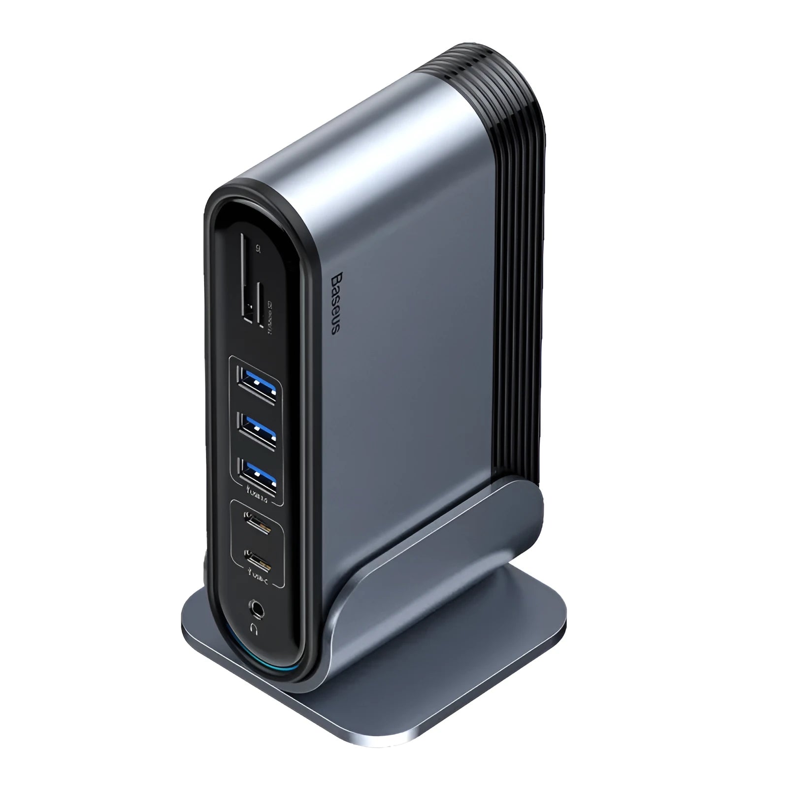 Deep space grey workstation docking station with 16 Type-C hub ports and external power supply