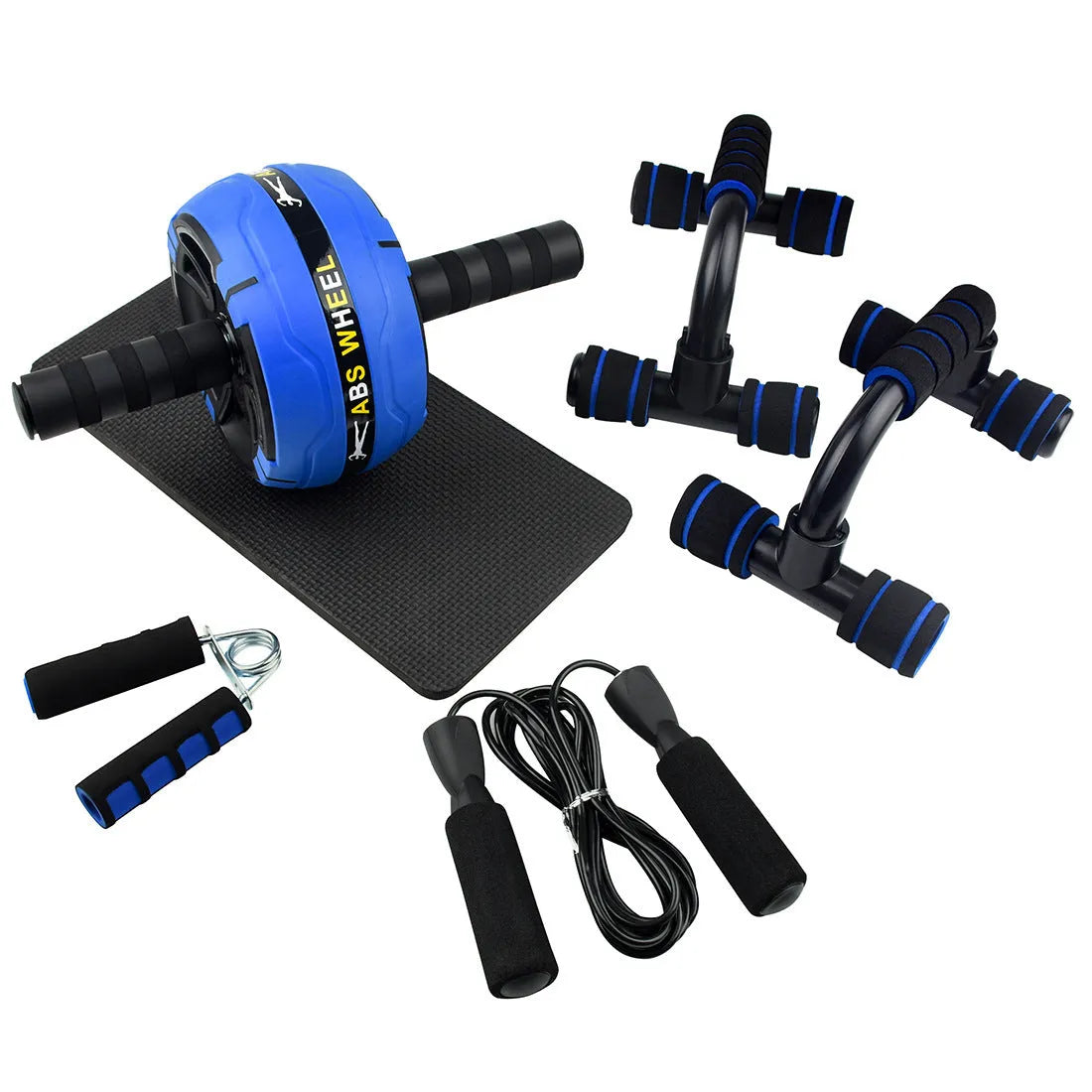 Resistance bands push-up bar abdominal fitness set in choice of black, blue, green or red colour