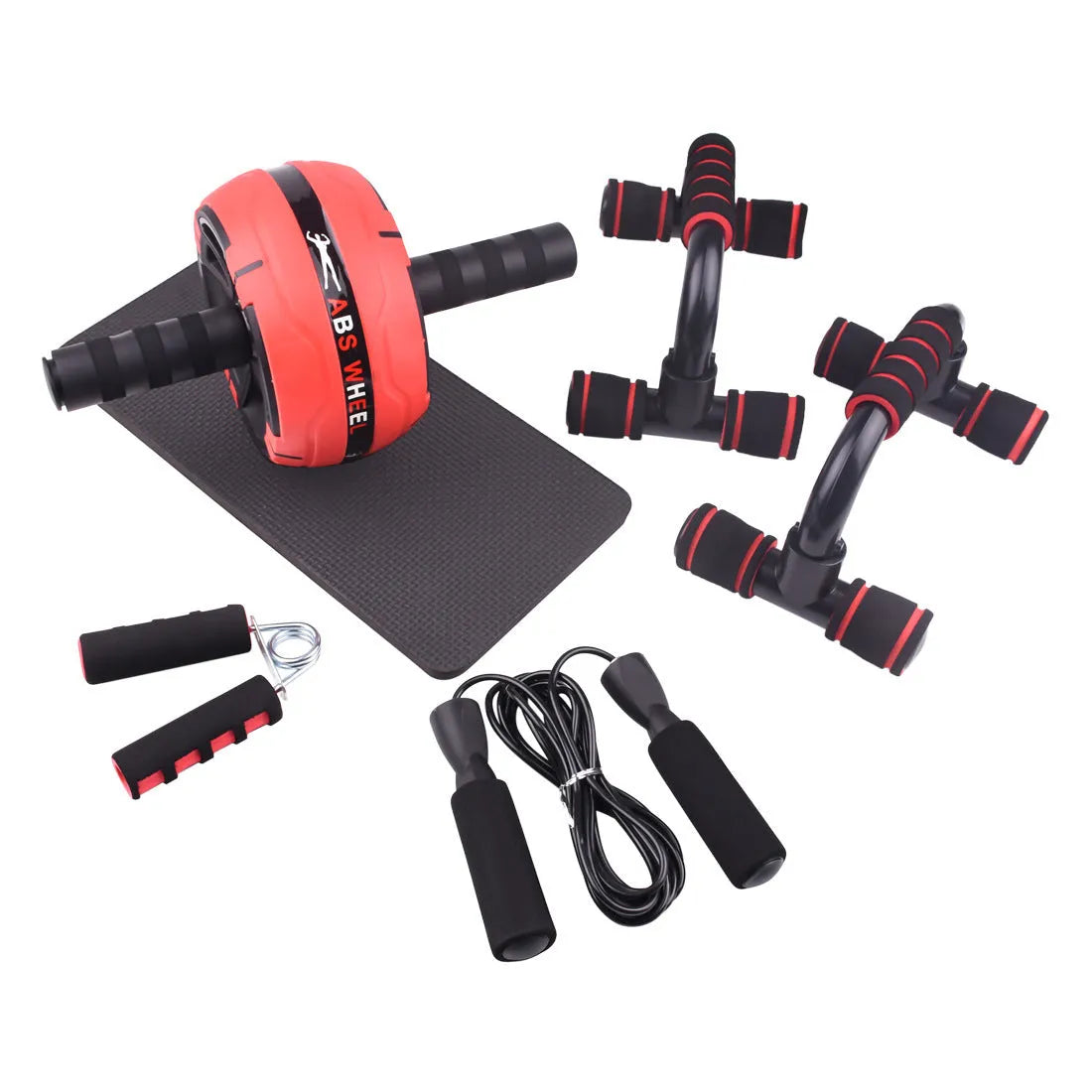 Resistance bands push-up bar abdominal fitness set in choice of black, blue, green or red colour