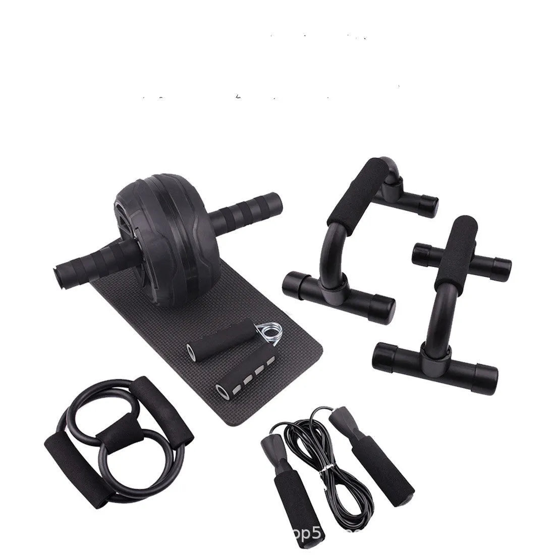 Resistance bands push-up bar abdominal fitness set in choice of black, blue, green or red colour