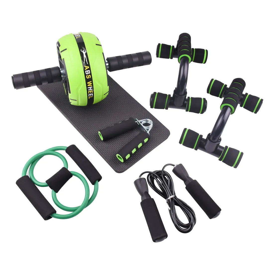 Resistance bands push-up bar abdominal fitness set in choice of black, blue, green or red colour