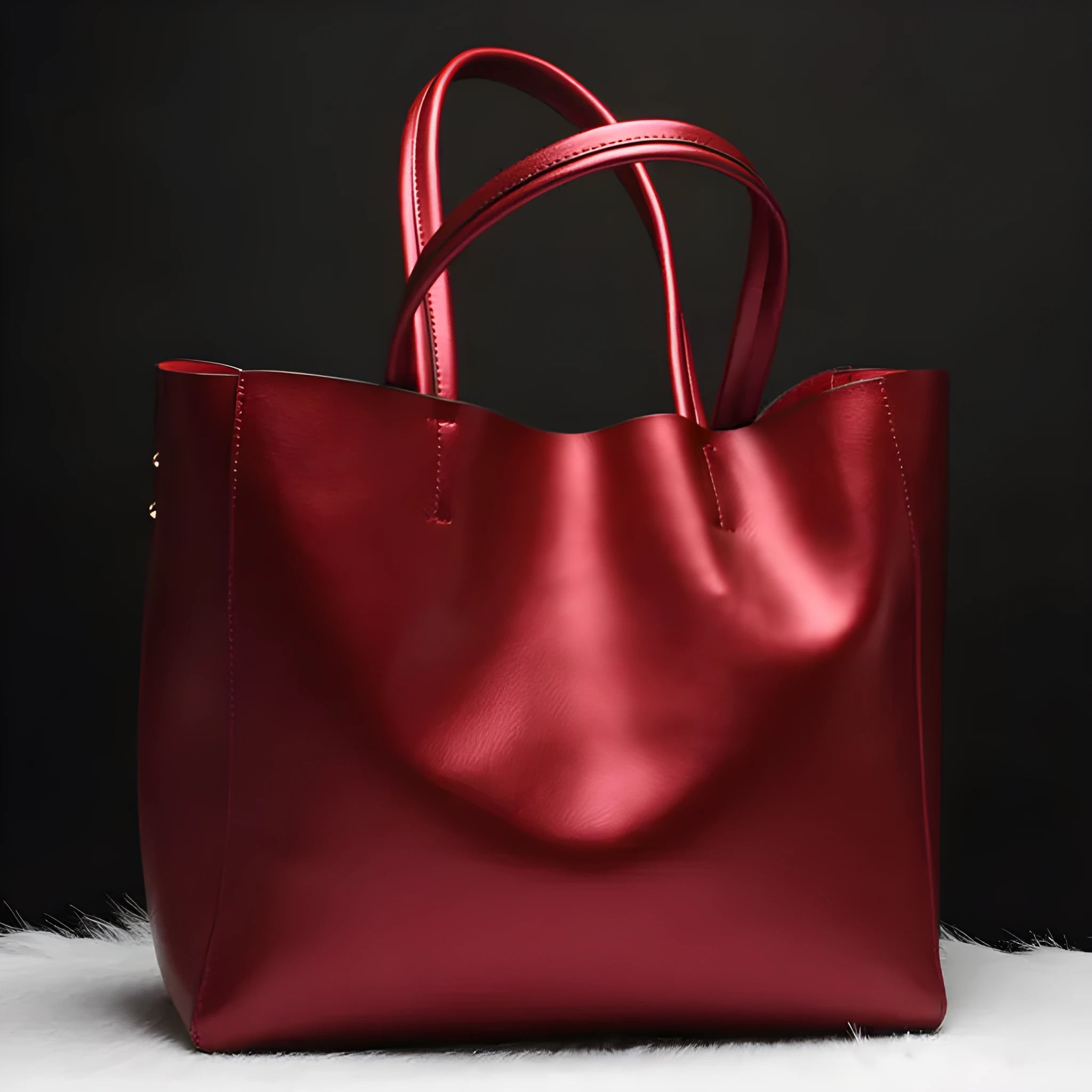 Women's cowhide leather shoulder bag in black with adjustable strap showing interior liner compartment