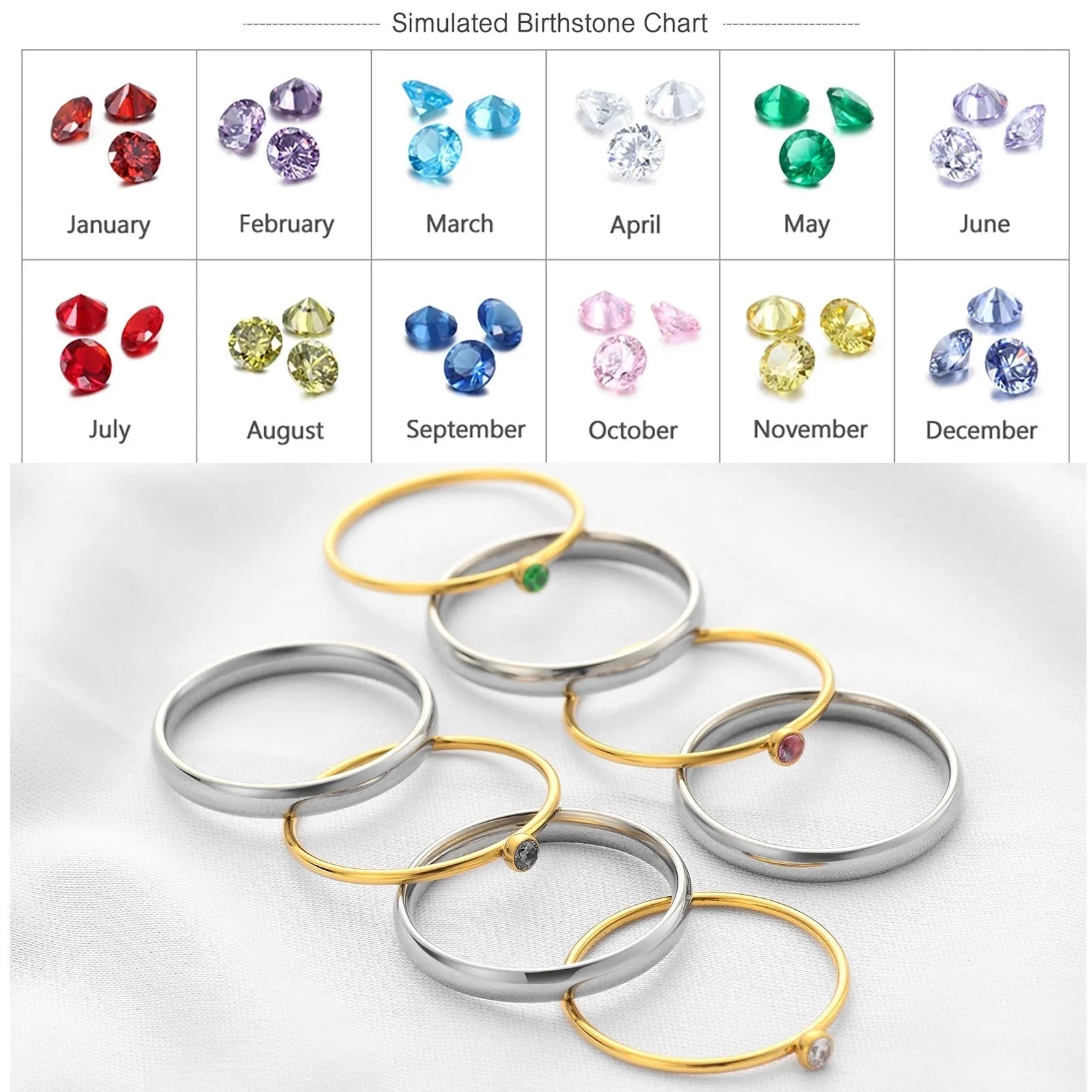 Geometric titanium steel ring featuring an engraved December birthstone design on a finger.