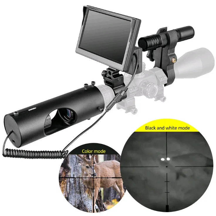 Black digital night vision goggles with 5-inch LCD screen and 35-45mm objective lenses