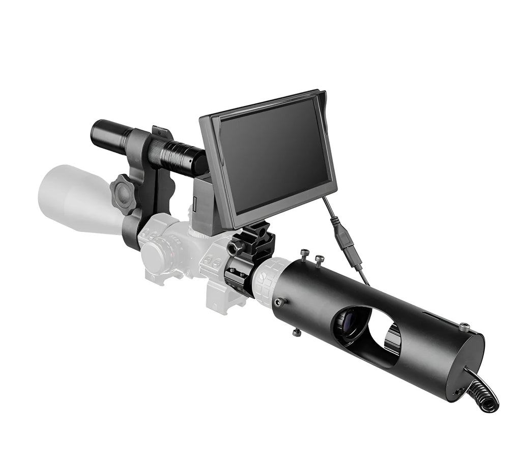 Black digital night vision goggles with 5-inch LCD screen and 35-45mm objective lenses