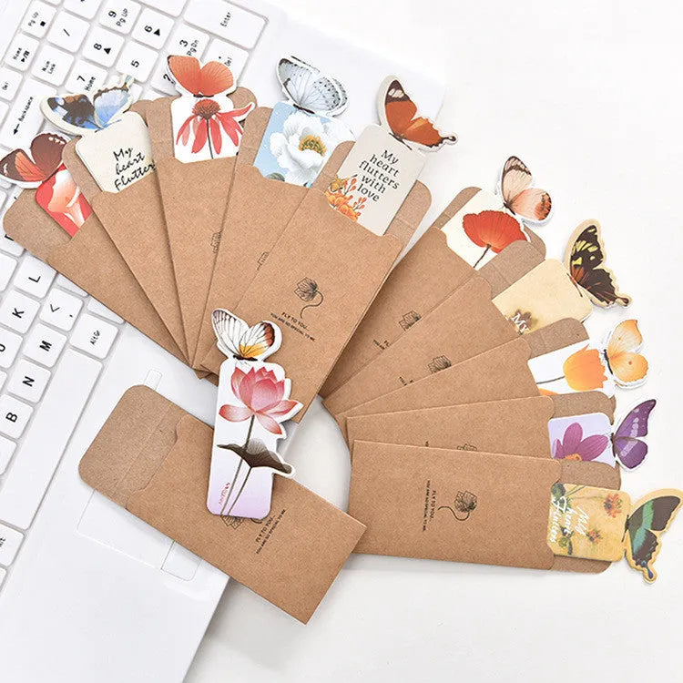 Butterfly design paper bookmark measuring 13.5 by 5.5 cm with Japanese and Korean cute aesthetic