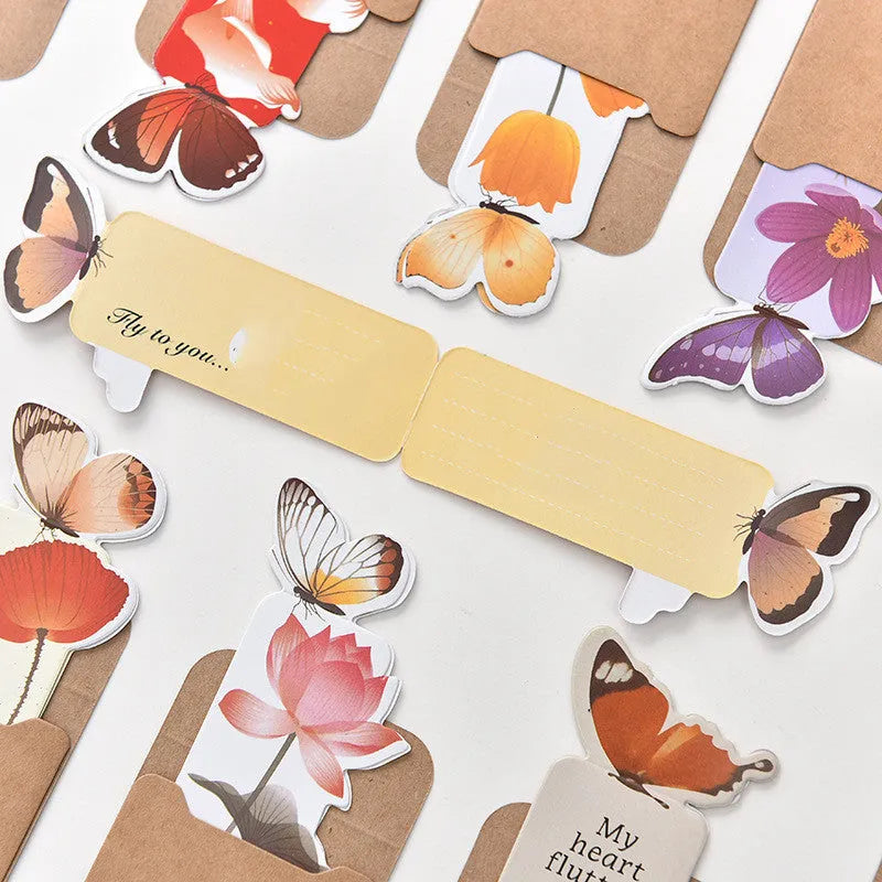 Butterfly design paper bookmark measuring 13.5 by 5.5 cm with Japanese and Korean cute aesthetic