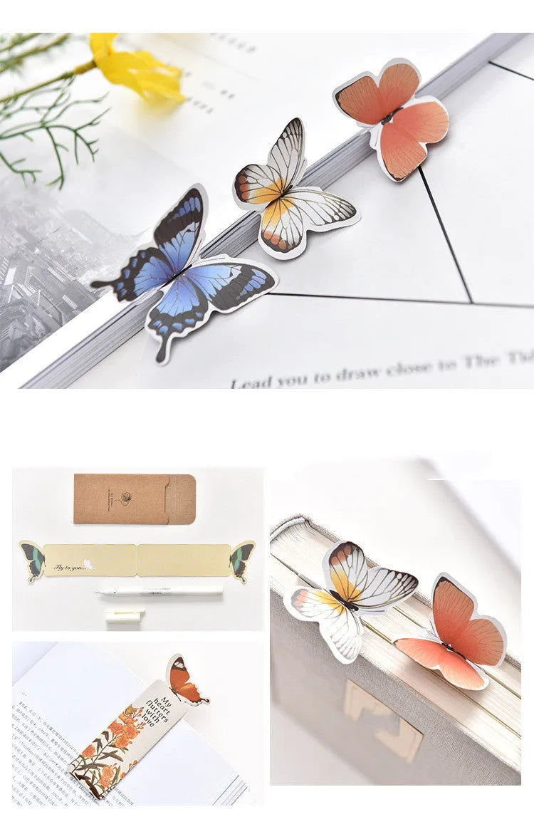 Butterfly design paper bookmark measuring 13.5 by 5.5 cm with Japanese and Korean cute aesthetic