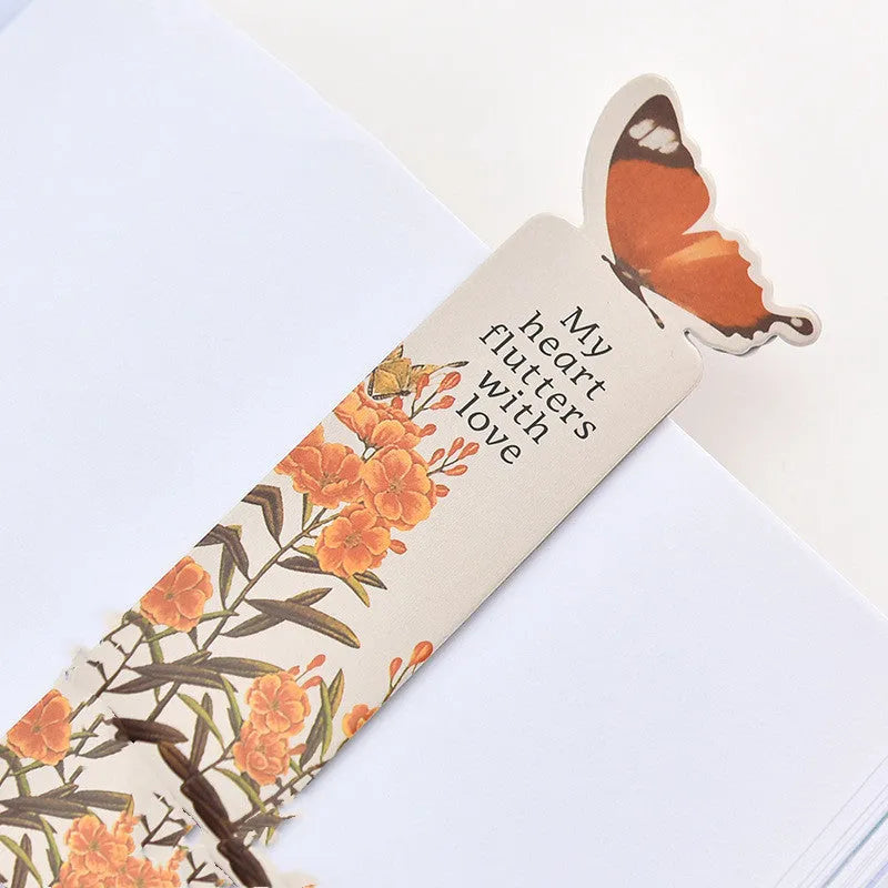 Butterfly design paper bookmark measuring 13.5 by 5.5 cm with Japanese and Korean cute aesthetic