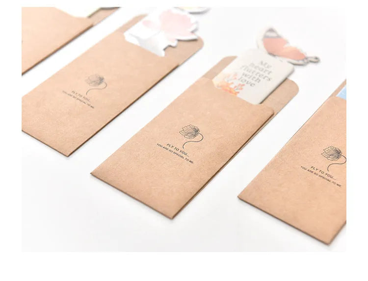 Butterfly design paper bookmark measuring 13.5 by 5.5 cm with Japanese and Korean cute aesthetic