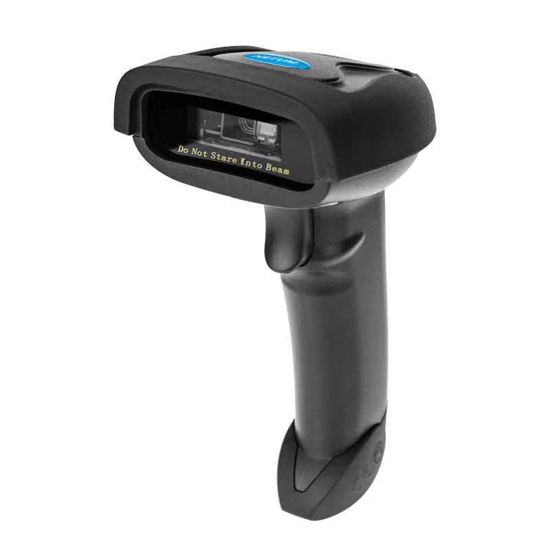 Black wireless handheld laser barcode scanner with USB connectivity