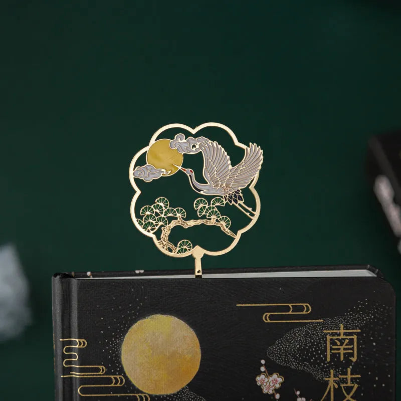 Chinese style feather pen set with metal shell and traditional crane feather design in four colour options