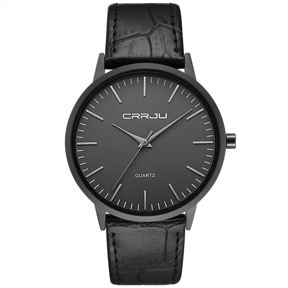 Quartz watch with alloy case and mesh strap showing black face with gold hands