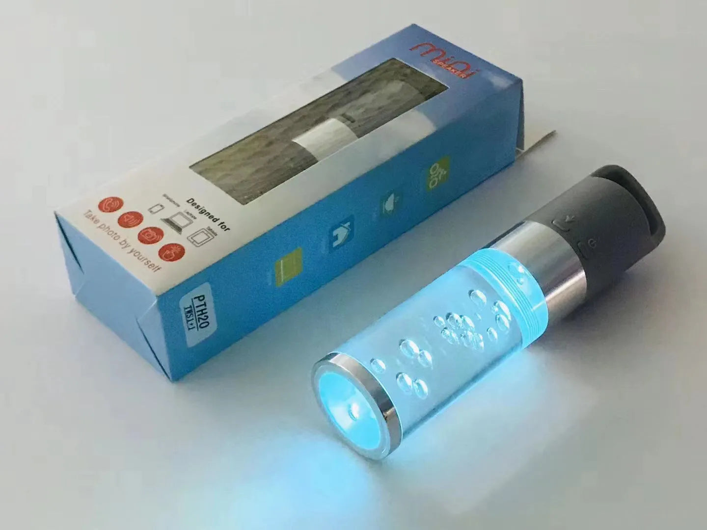 Portable Bluetooth speaker with colourful crystal lighting effects in compact design