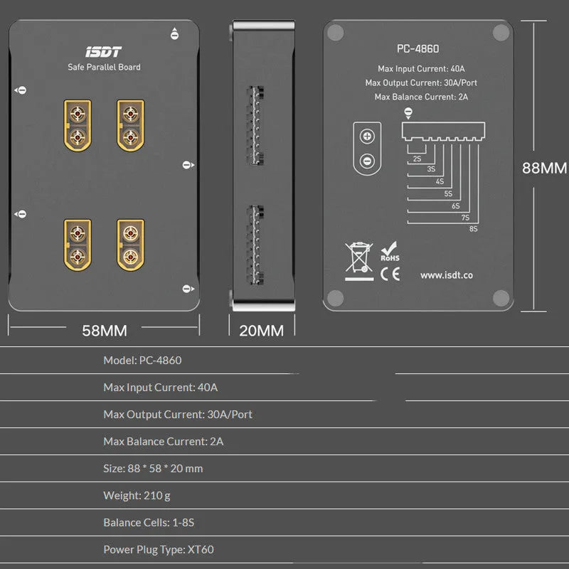 Grey Astor parallel charging board for electric toy aircraft batteries