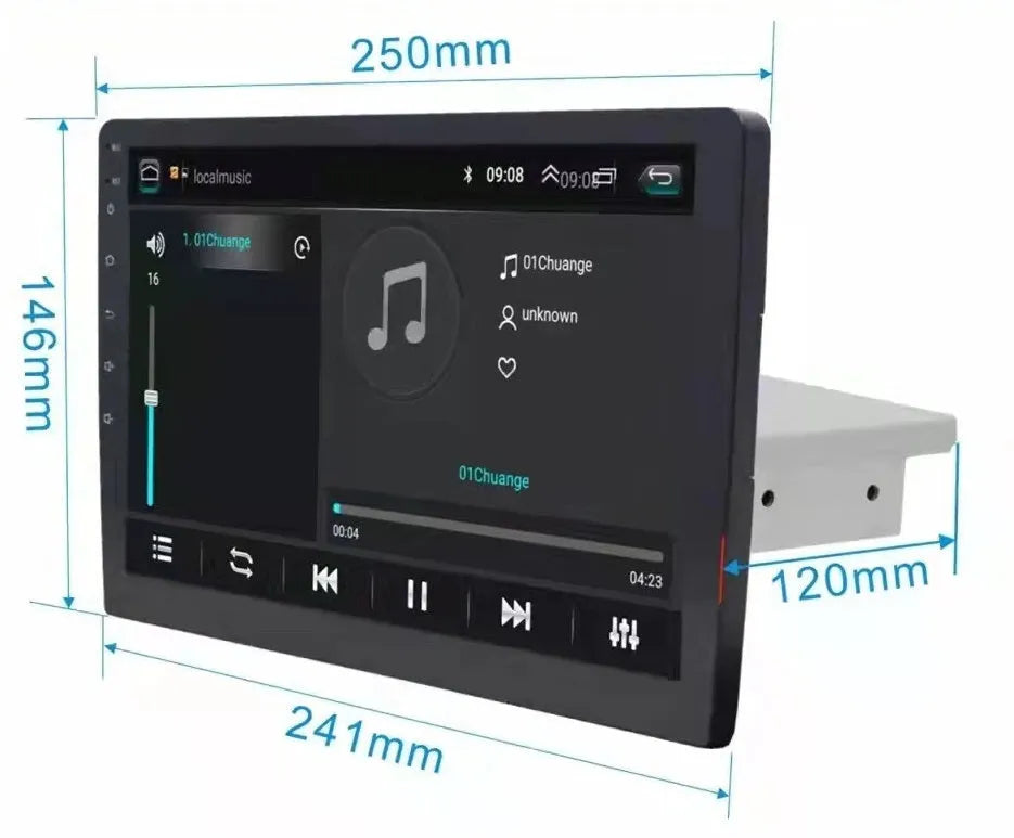 Black rotating screen car GPS navigator with Android system for GM vehicles showing adjustable viewing angle