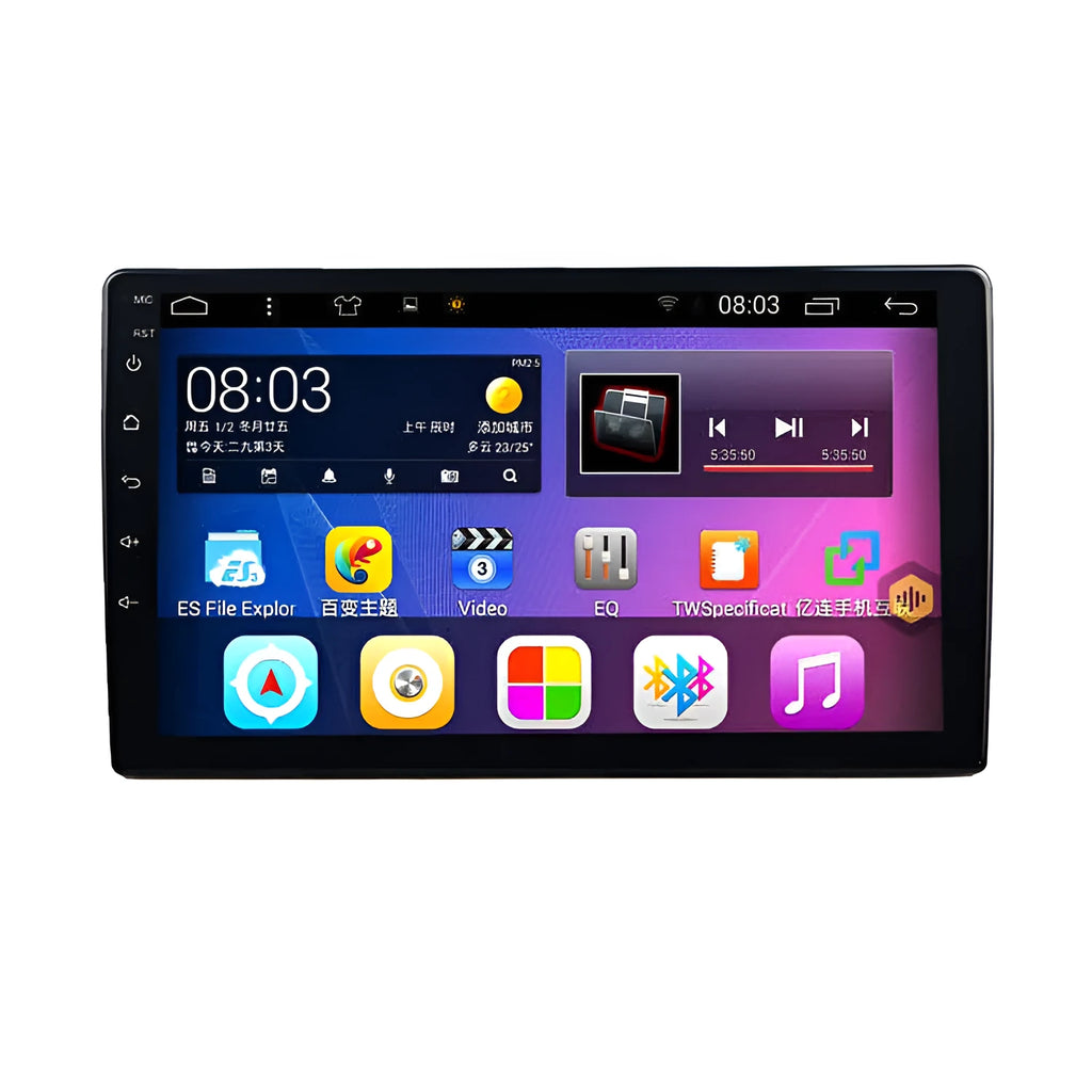 Black rotating screen car GPS navigator with Android system for GM vehicles showing adjustable viewing angle