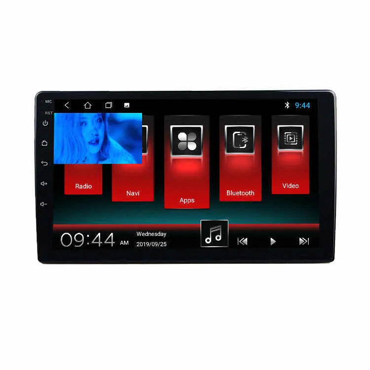 Black rotating screen car GPS navigator with Android system for GM vehicles showing adjustable viewing angle