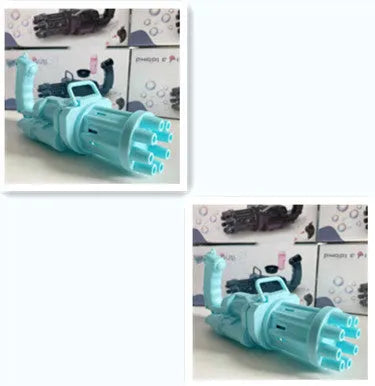 Kids bubble machine gun toy in pink, gold, or black colours with trigger and removable bubblehead.