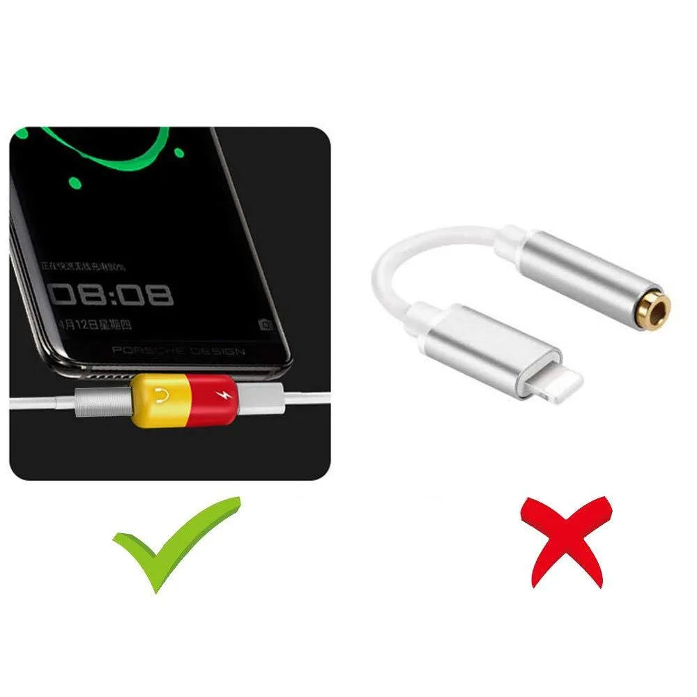 Blue and yellow charging audio adapter for Huawei and Honor phones with 3.5mm jack