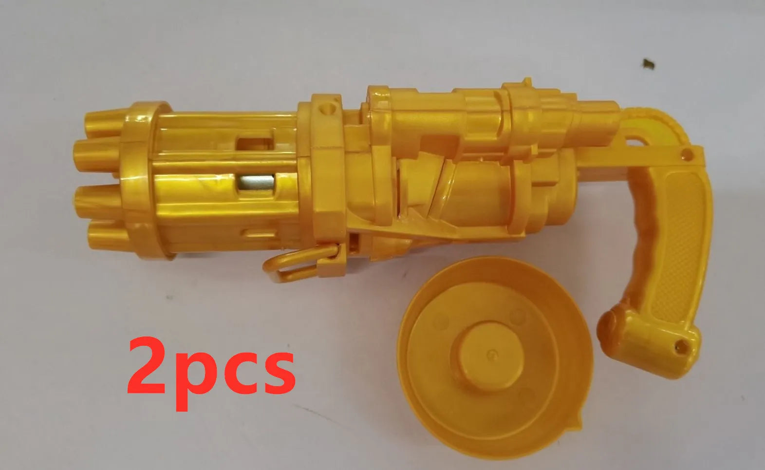 Kids bubble machine gun toy in pink, gold, or black colours with trigger and removable bubblehead.