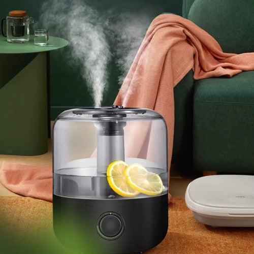 White ultrasonic humidifier with 3 litre tank and mechanical controls for bedroom use