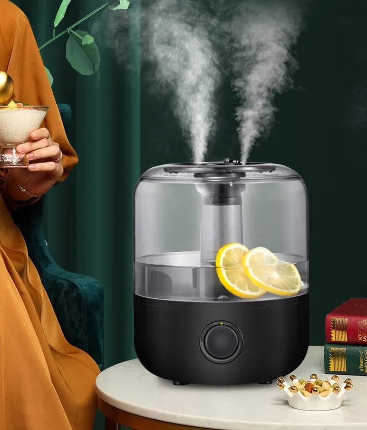 White ultrasonic humidifier with 3 litre tank and mechanical controls for bedroom use