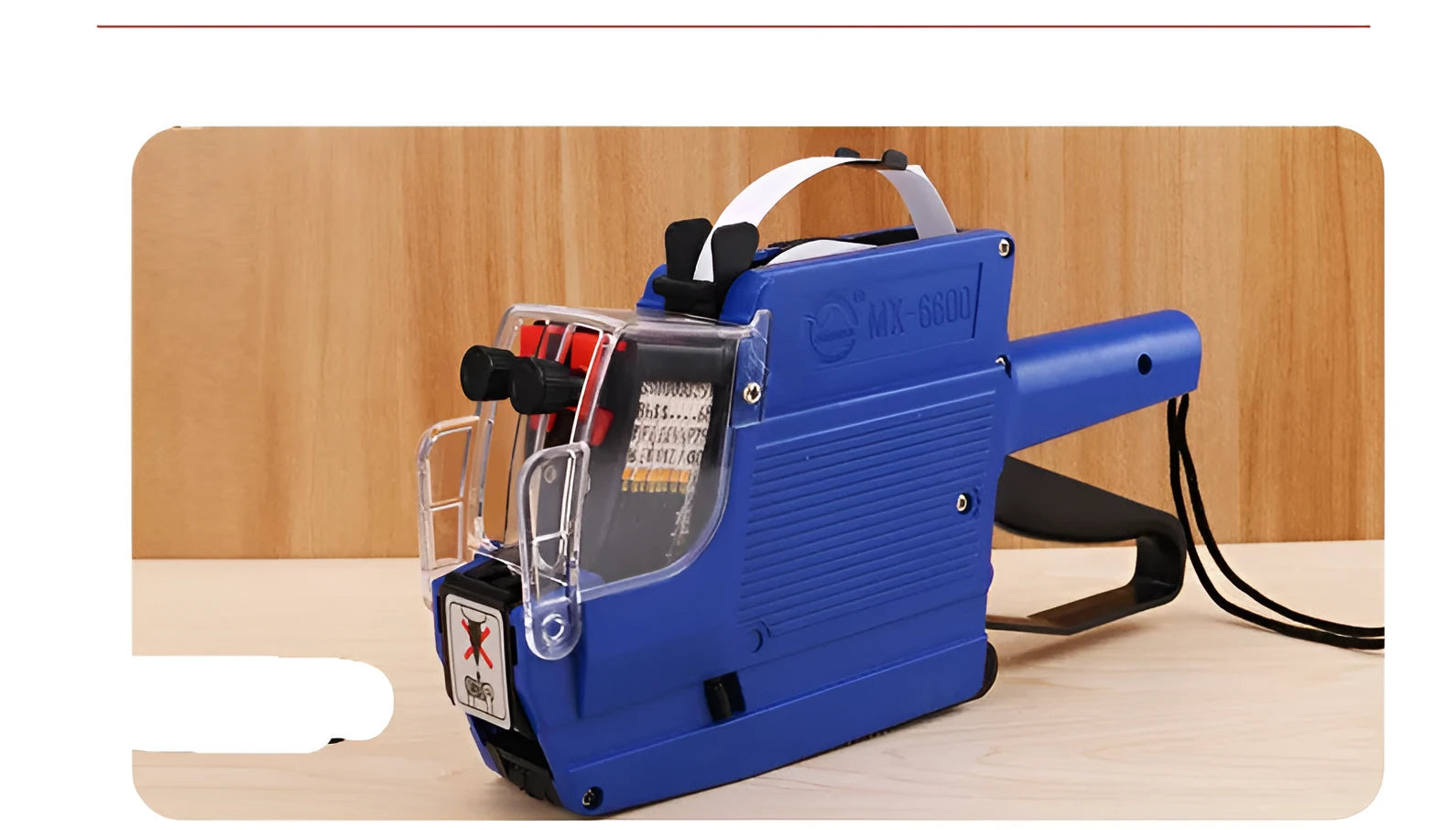Manual supermarket price coding machine in blue, red, or yellow colours with bidirectional printing