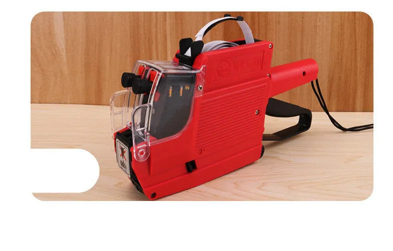 Manual supermarket price coding machine in blue, red, or yellow colours with bidirectional printing