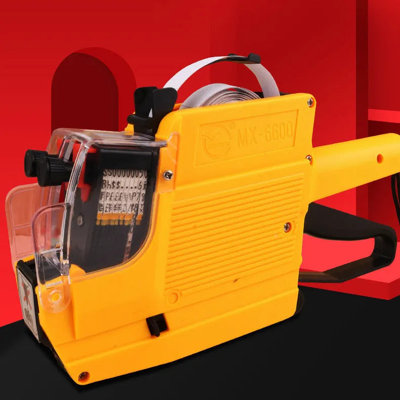 Manual supermarket price coding machine in blue, red, or yellow colours with bidirectional printing