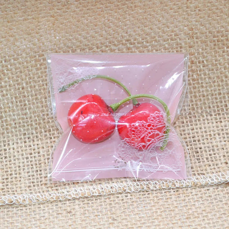 Pink self-adhesive plastic packaging bags with UV printing, 7x7cm size