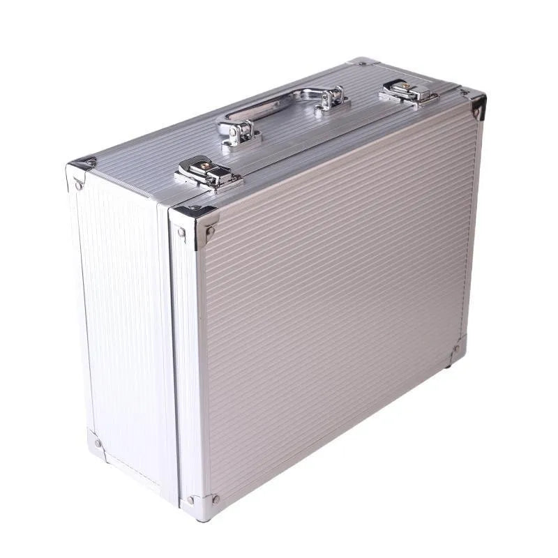 Rongtian black and silver aluminium alloy tattoo equipment storage box, model 2700702.