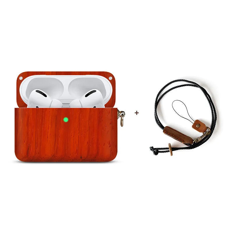 Solid wood Bluetooth earphone sleeve with lanyard in natural wood finishes