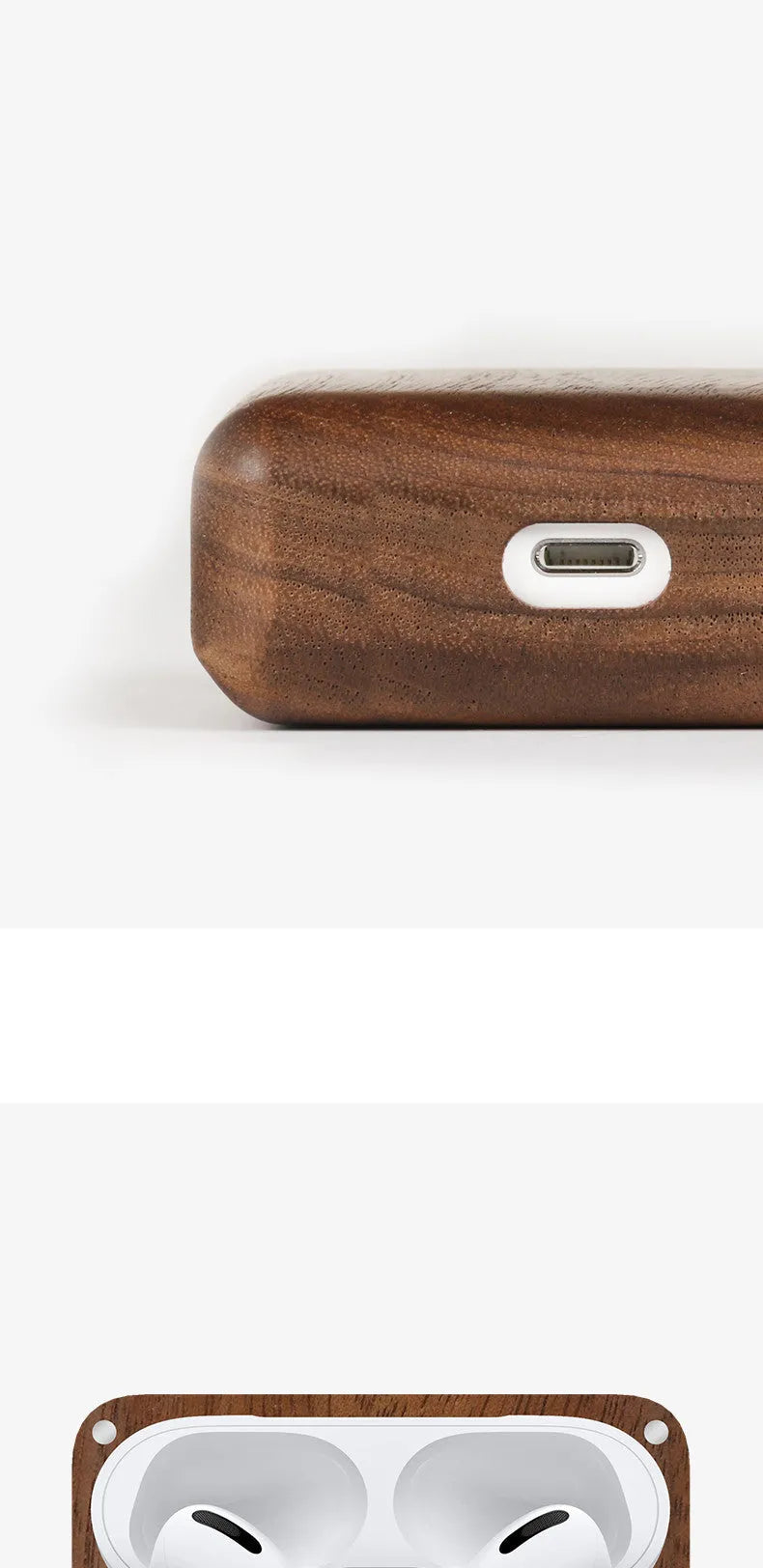 Solid wood Bluetooth earphone sleeve with lanyard in natural wood finishes