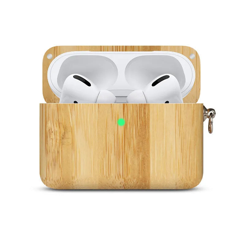 Solid wood Bluetooth earphone sleeve with lanyard in natural wood finishes