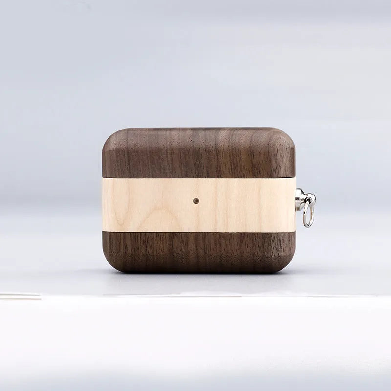 Solid wood Bluetooth earphone sleeve with lanyard in natural wood finishes