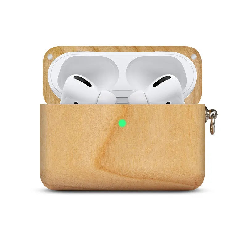 Solid wood Bluetooth earphone sleeve with lanyard in natural wood finishes