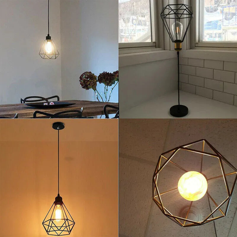 Black iron Nordic retro hanging chandelier with retractable 21x26x26cm size