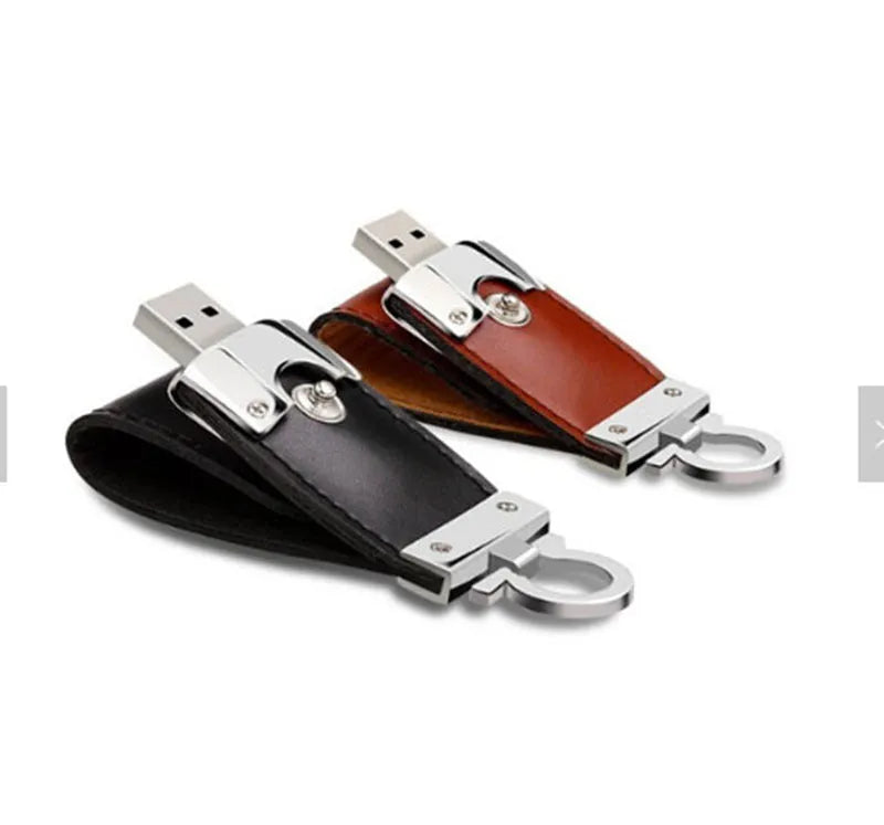Creative metallic leather USB flash drive in black colour with 16GB capacity