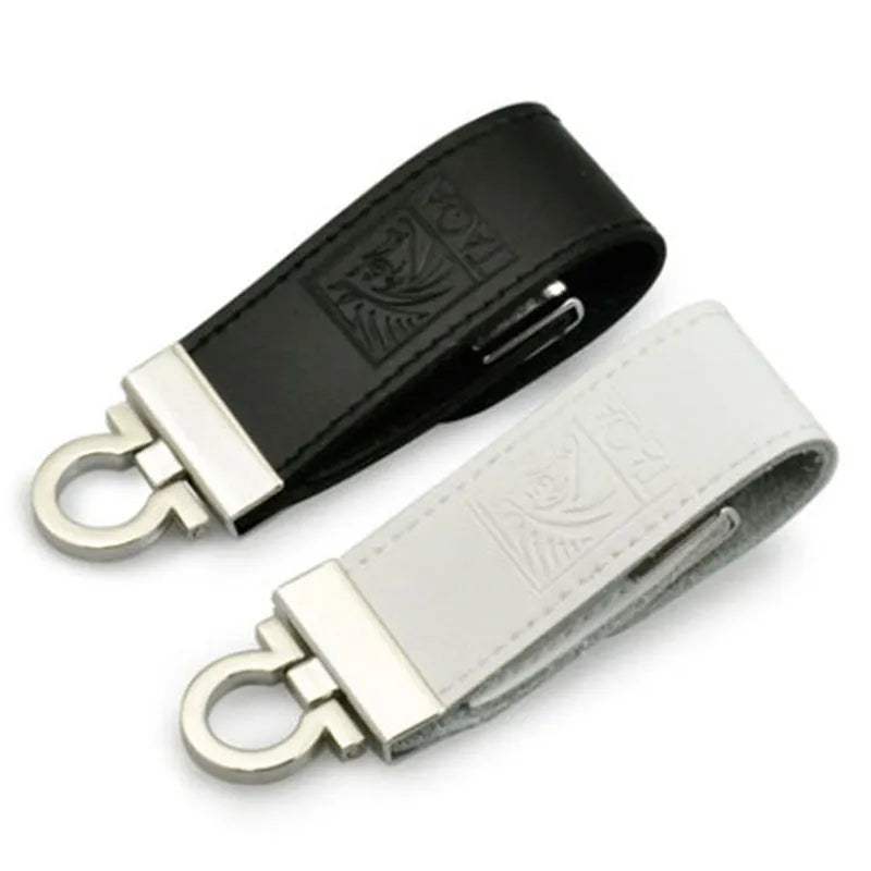 Creative metallic leather USB flash drive in black colour with 16GB capacity