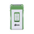 White reciprocating electric shaver with double-layer net head on an ABS plastic body.