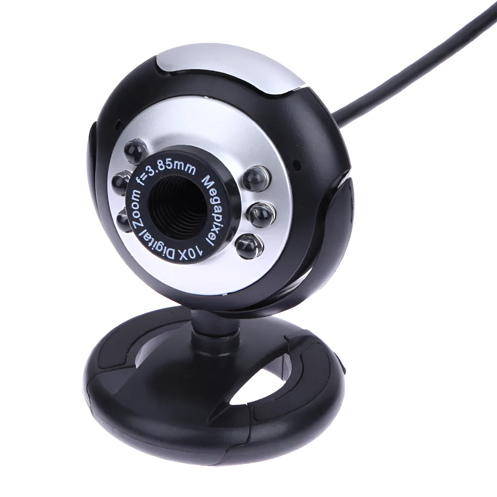 USB webcam with a ring of six white LED lights around the lens for computer video calls.